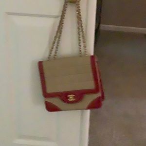 Rare Chanel camel and red Patton leather trim.